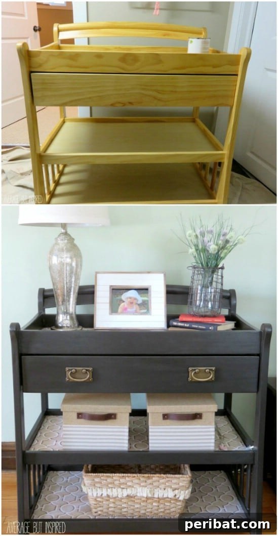 Console table made from a changing table
