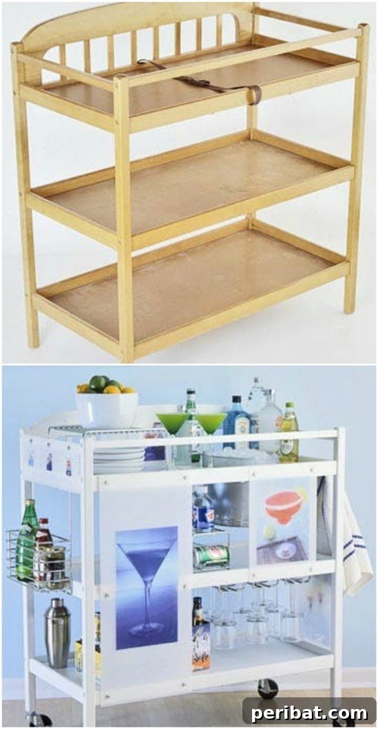 Rolling beverage station from a changing table