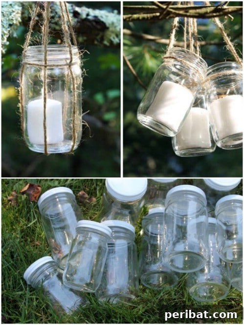 Boho Hanging Mason Jar Lanterns