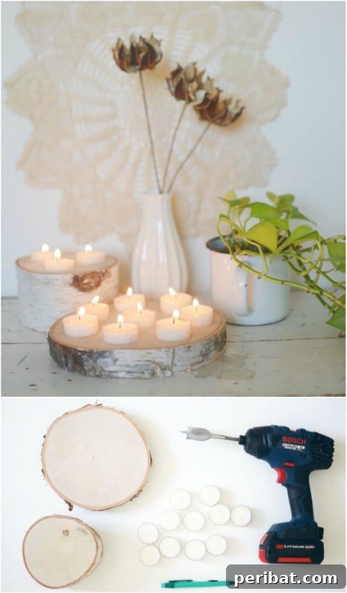 DIY Birch Wood Tealight Holder
