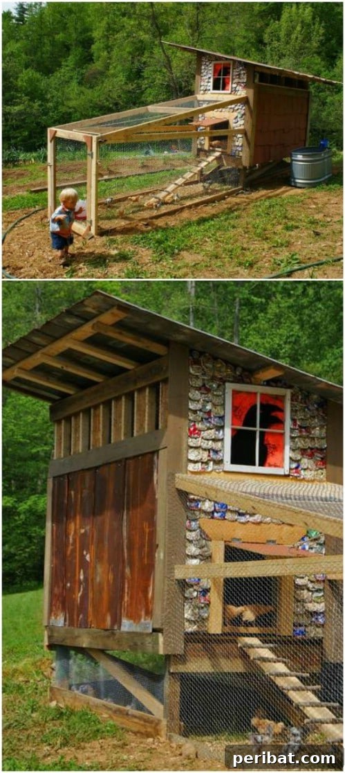 Weekend Chicken Coops: 20 Free DIY Plans for Quick Builds 19 Unique chicken coop featuring shingles made from recycled aluminum cans.