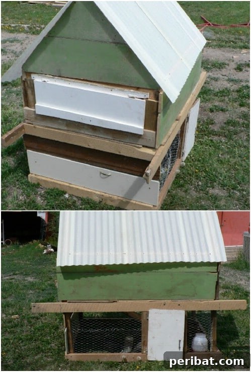 Weekend Chicken Coops: 20 Free DIY Plans for Quick Builds 5 Creative simple chicken coop made from upcycled materials.