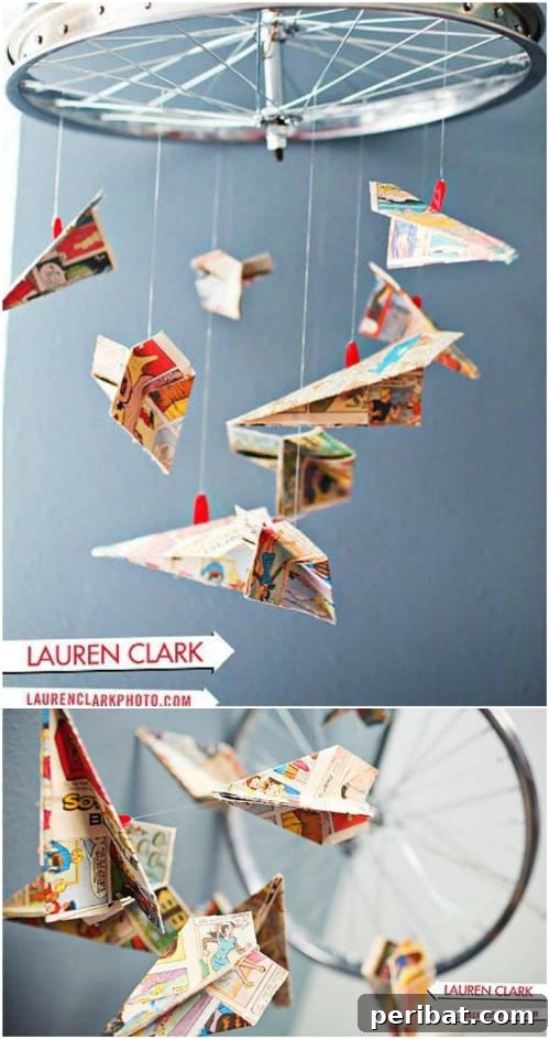 DIY Paper Airplane Mobile