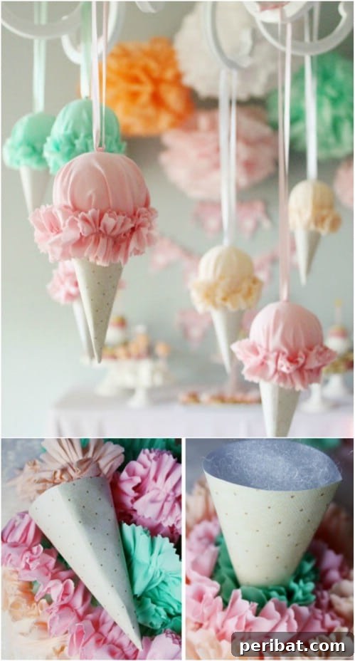 Ruffled Ice Cream Cone Mobile