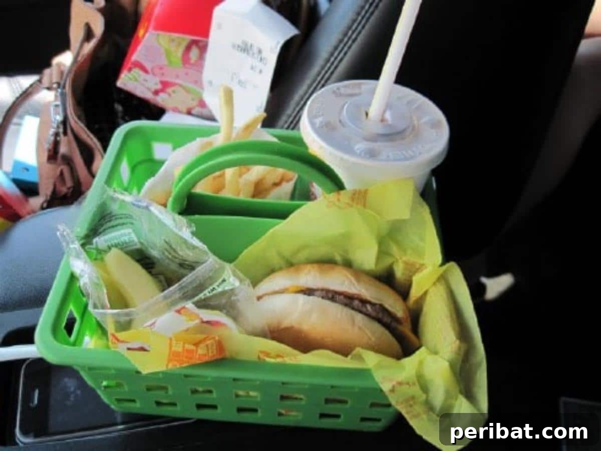 Effortless DIY Car Organization Hacks 19 A repurposed arts and crafts organizer serving as a car food organizer for children, featuring two compartments to separate different foods and a handle for easy, spill-free transport.