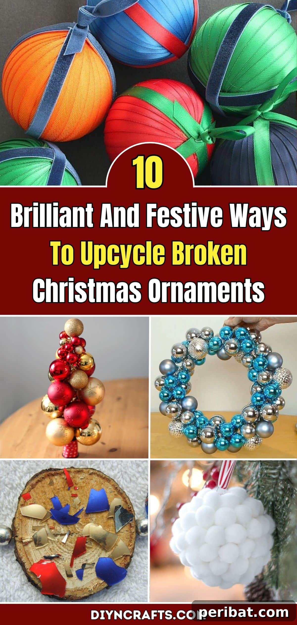 Sparkling Second Acts for Your Broken Christmas Decor 2 10 Brilliant And Festive Ways To Upcycle Broken Christmas Ornaments pinterest image