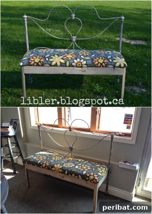 15 Ingenious Makeovers for Old Bed Frames 3 DIY Garden Bench from Old Metal Bed Frame