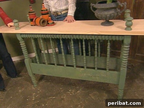 15 Ingenious Makeovers for Old Bed Frames 5 DIY Console Table from Old Bed Frame