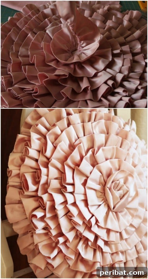 DIY Ruffled Spiral Pillow