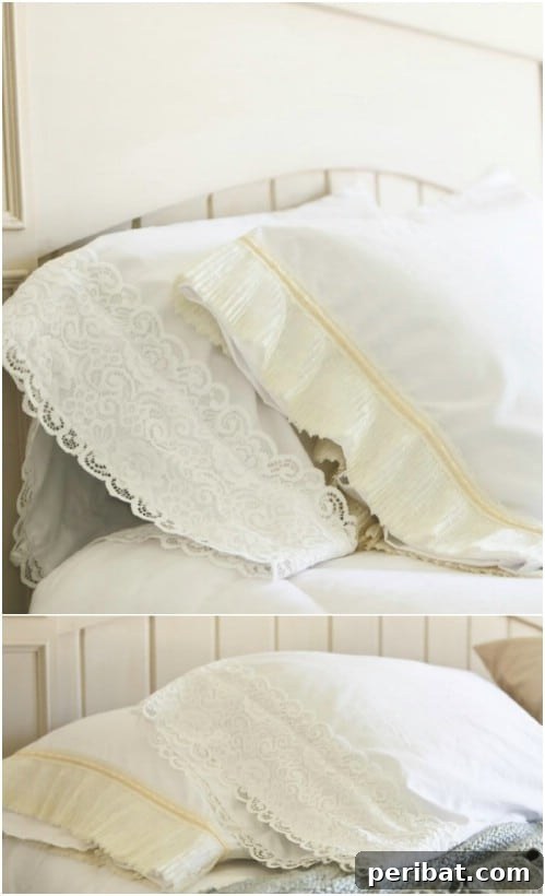 DIY Shabby Chic Lace Pillowcase