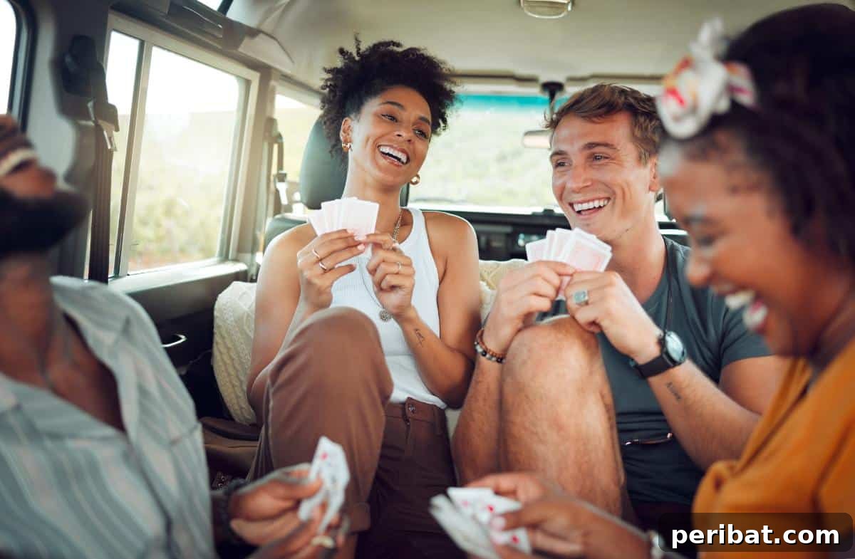 The Definitive Vehicle Readiness Kit: Essentials for Safety, Survival, and Enjoyment on the Road 7 Young people playing cards in the car to pass time