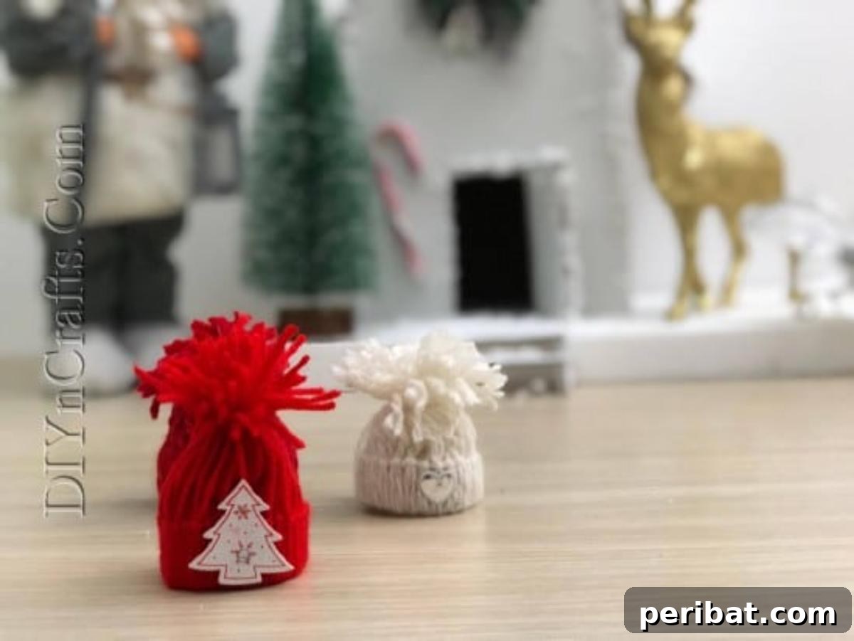 Hats - A collection of finished adorable mini Christmas yarn hats, perfect for decor or gifts