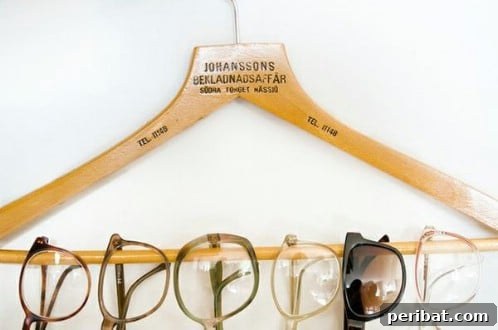 Eski Askıları Dönüştür: 16 Şaşırtıcı Kendin Yap Fikri 12 Suit Hanger Turned Glasses Rack