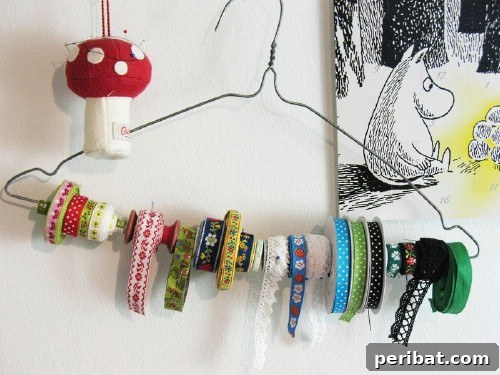 Eski Askıları Dönüştür: 16 Şaşırtıcı Kendin Yap Fikri 13 Ribbon Organization From Old Hangers