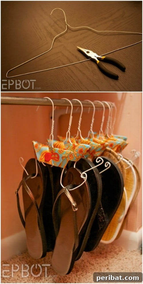 Eski Askıları Dönüştür: 16 Şaşırtıcı Kendin Yap Fikri 8 DIY Flip Flop Organizer