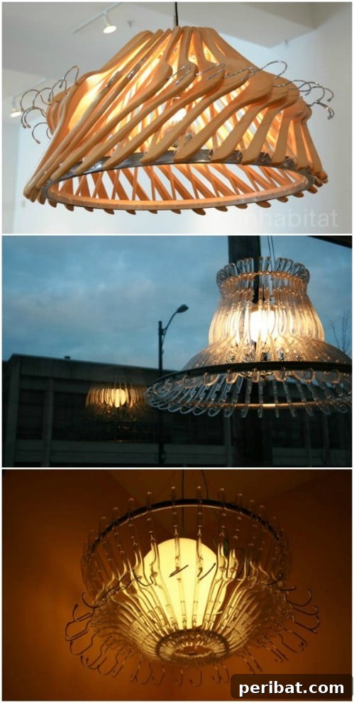Eski Askıları Dönüştür: 16 Şaşırtıcı Kendin Yap Fikri 10 Upcycled Wooden Hanger Chandelier