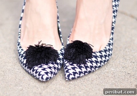 35+ Ingenious No-Sew Craft Ideas 9 Stylish old pumps given a new look with houndstooth print fabric using a no-sew method