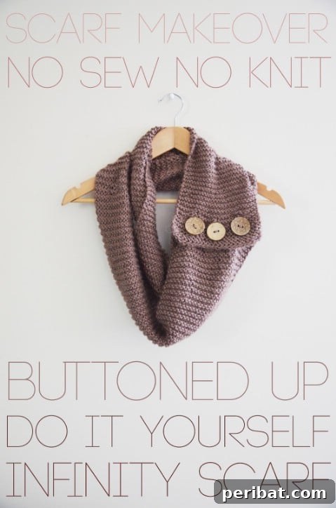 35+ Ingenious No-Sew Craft Ideas 39 Chic buttoned infinity scarf, made from knit scarves with no sewing