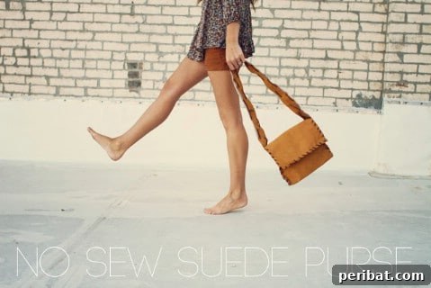 35+ Ingenious No-Sew Craft Ideas 13 Elegant no-sew suede purse, created using suede fabric and cord