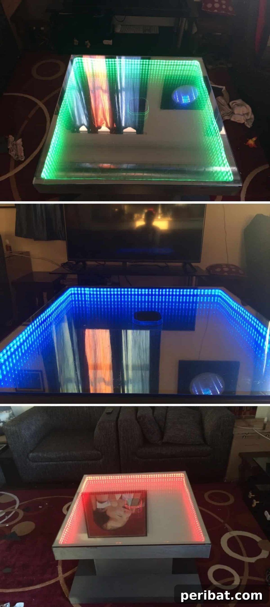 Transform an old coffee table into an mesmerizing infinity mirror table
