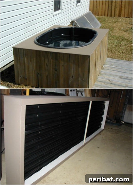 Cost-effective solar-heated hot tub built for approximately $350