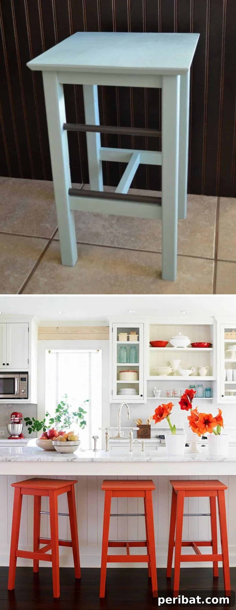 Craft Your Kitchen's Look DIY Barstools for Comfort and Style 11 Wooden Barstools With Metal Rod Accents blending styles