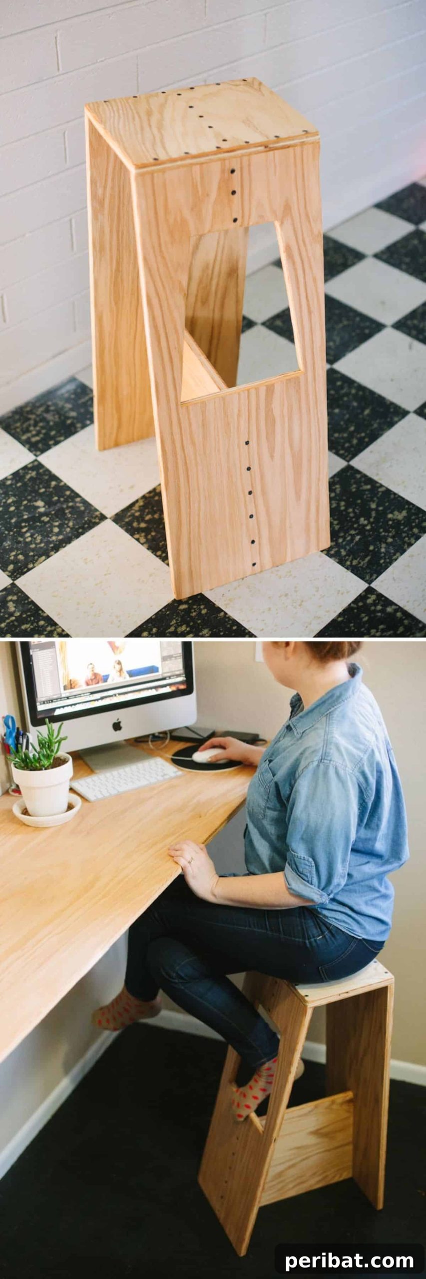 Craft Your Kitchen's Look DIY Barstools for Comfort and Style 12 Easy Modern Barstool with integrated footrest