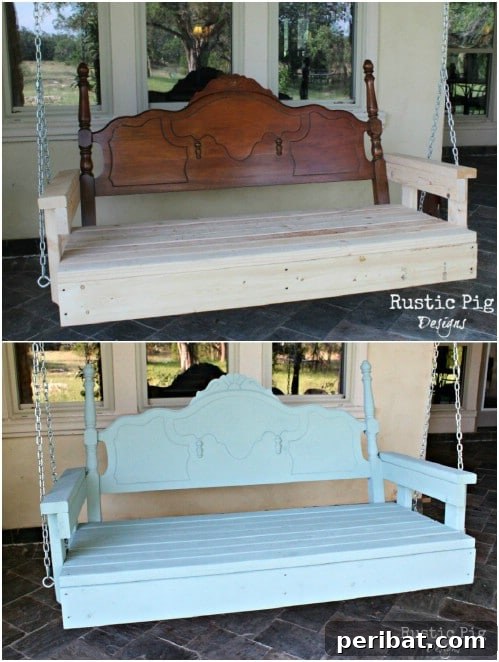 Repurposed Headboard Porch Swing