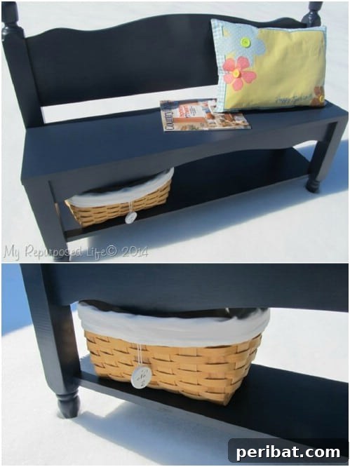 Repurposed Headboard Storage Bench