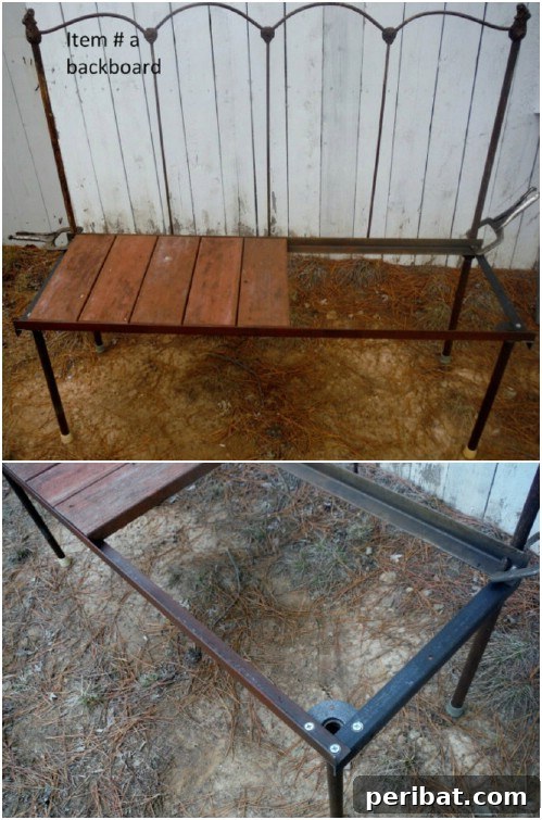Antique Metal Headboard Bench
