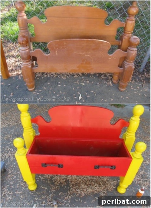 Repurposed Headboard Flower Bed