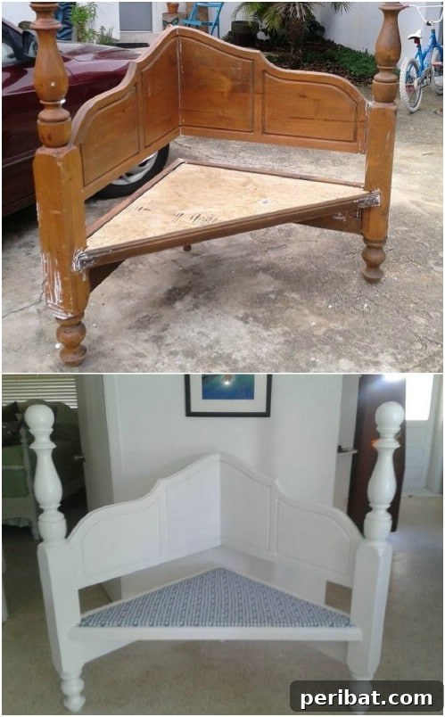 Repurposed Headboard Corner Bench