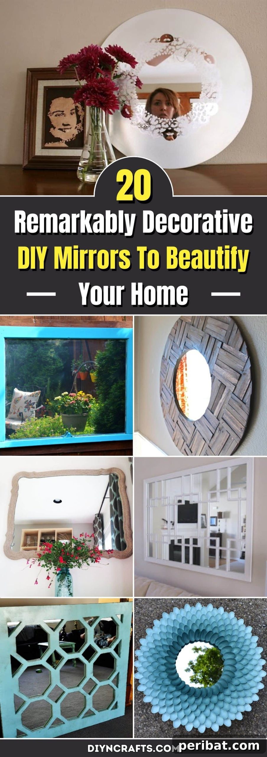 Discover 20 stunning DIY decorative mirror projects to enhance your home decor on a budget, ranging from rustic farmhouse to elegant modern designs, perfect for making any room feel more spacious and bright.