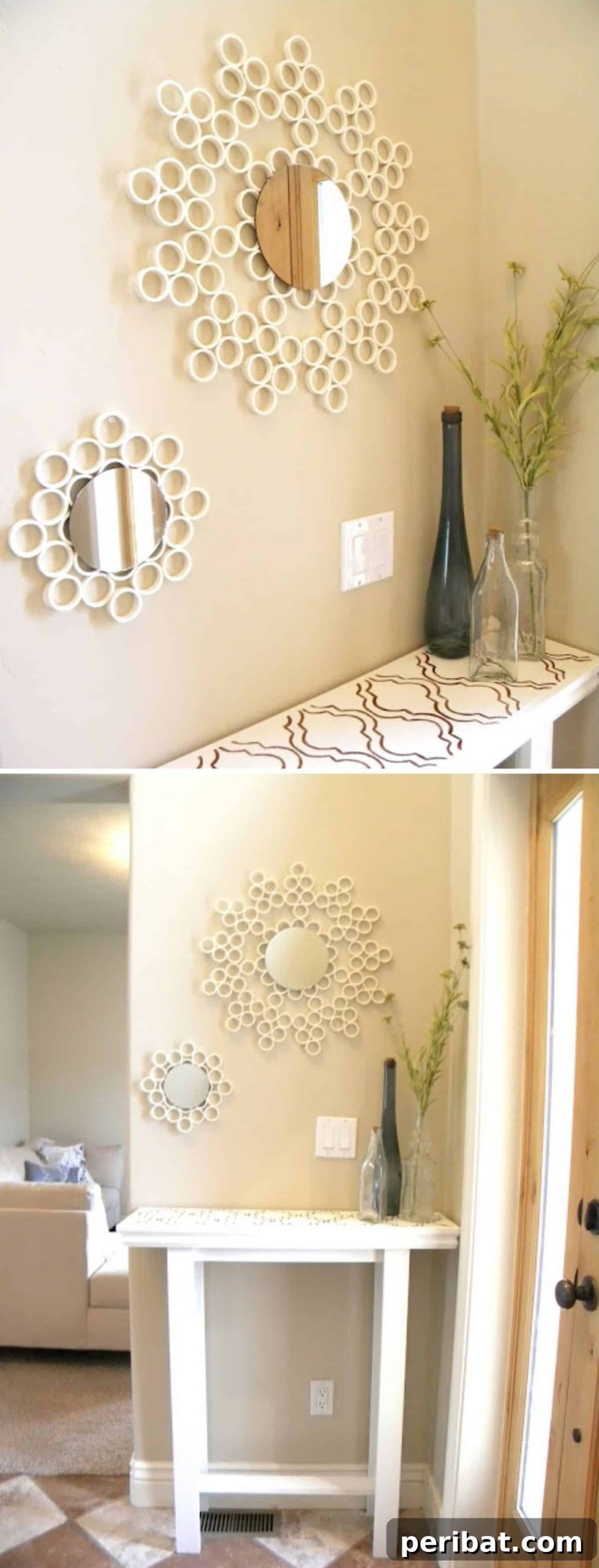 Repurposed PVC Pipe Decorative Mirror