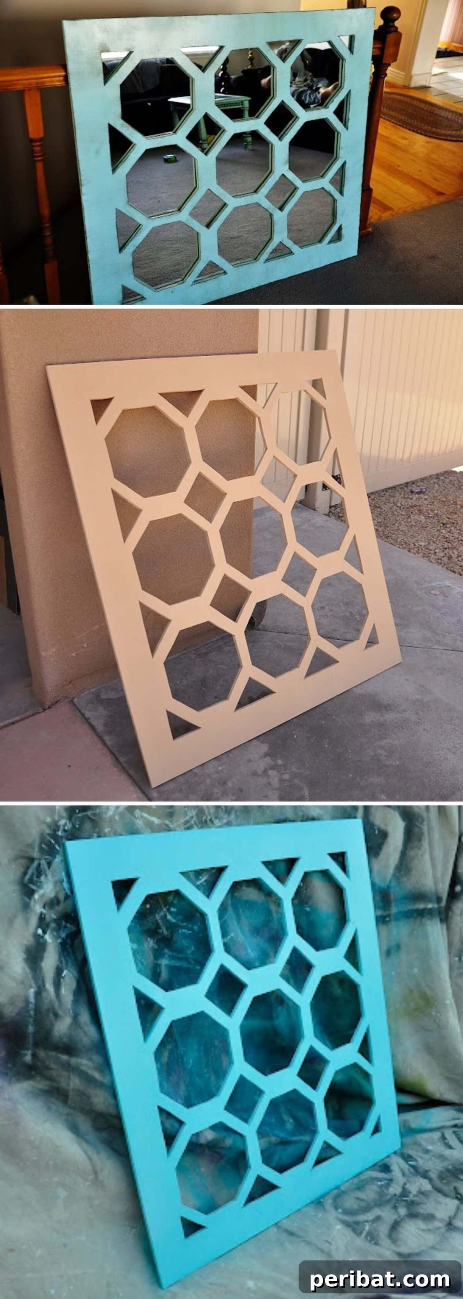 DIY Wood Turquoise Mirror