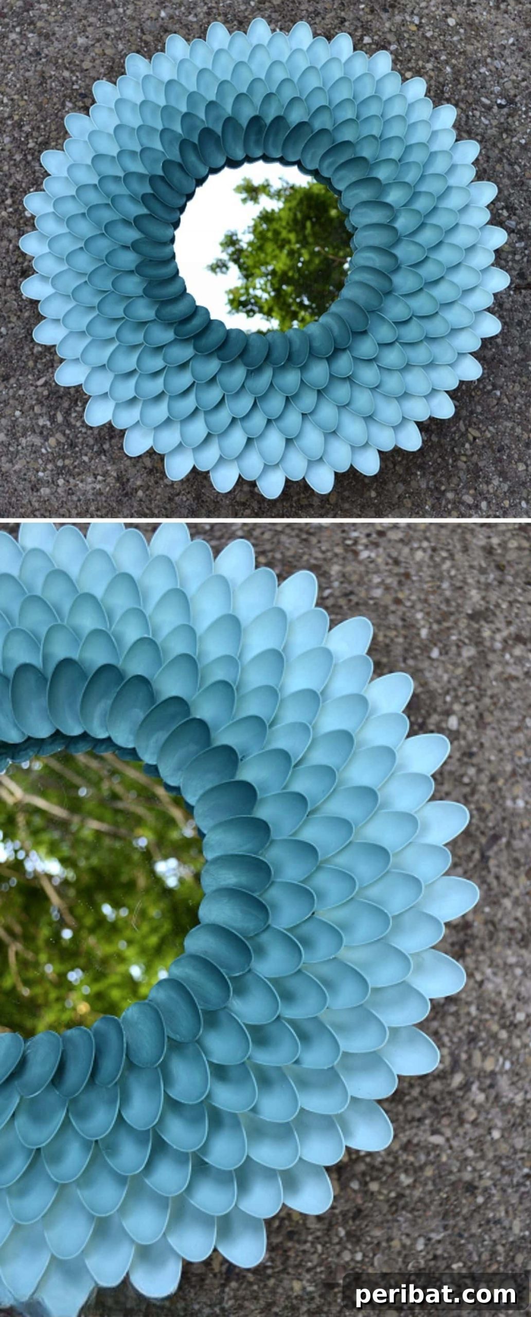 Repurposed Plastic Spoon Flower Mirror
