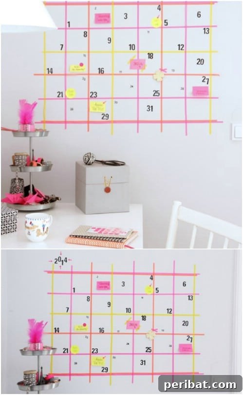 DIY Masking Tape Calendar Wall