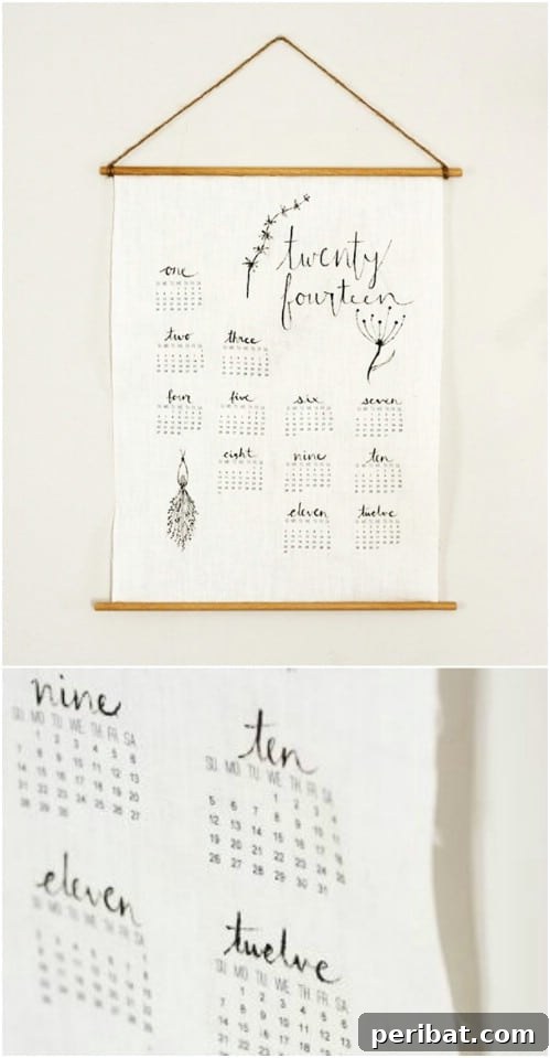 DIY Vintage Linen Wall Calendar