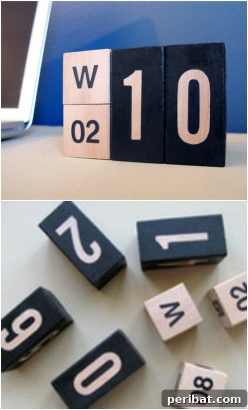 Perpetual Wooden Block Calendar