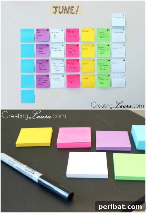 Easy Post It Note Calendar