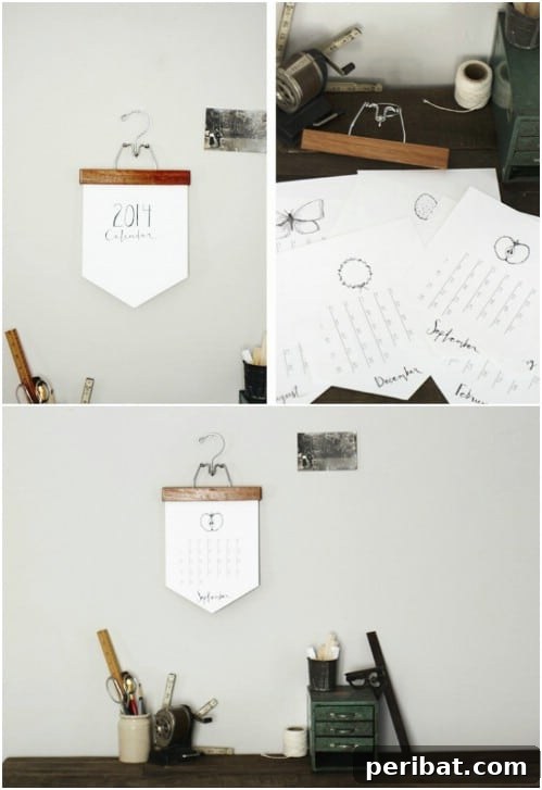 Vintage Wood Hanger Calendar