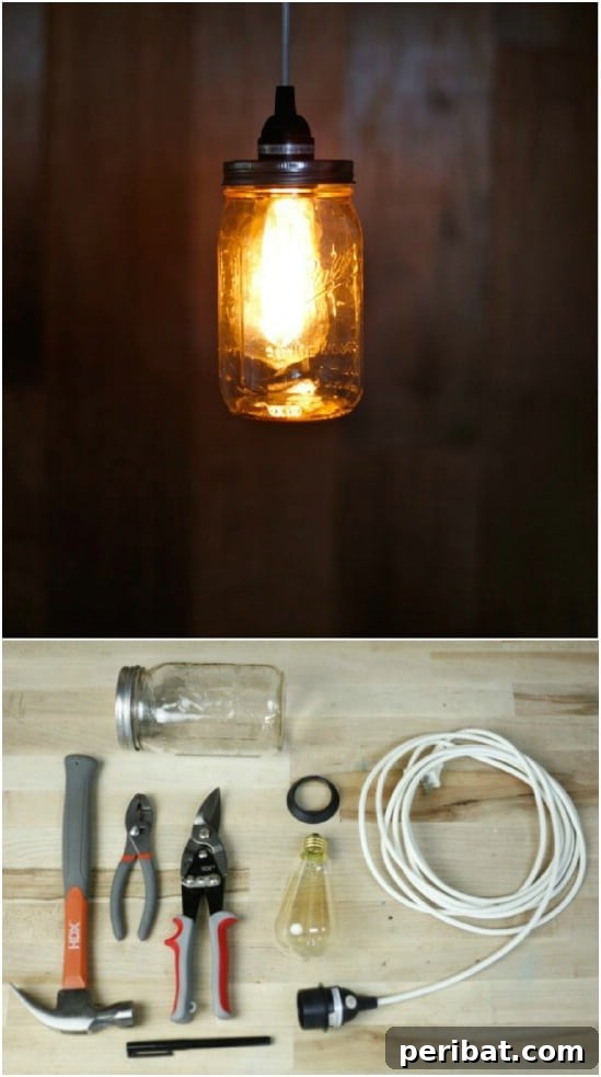 Affordable Elegance 35 DIY Pottery Barn Inspired Decor Ideas 18 Repurposed Mason Jar Vintage Pendant Light