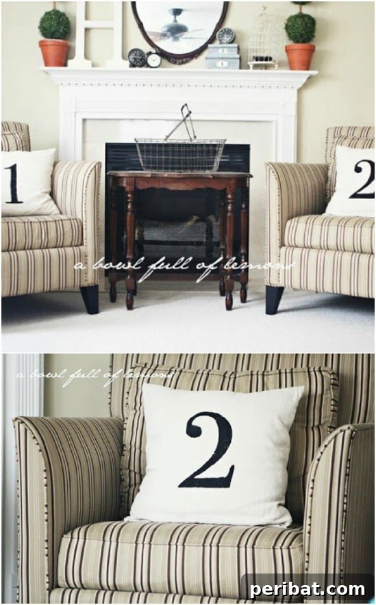 Affordable Elegance 35 DIY Pottery Barn Inspired Decor Ideas 20 DIY Numbered Pillows