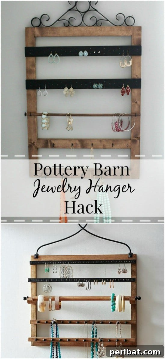 Affordable Elegance 35 DIY Pottery Barn Inspired Decor Ideas 23 Rustic DIY Jewelry Hanger