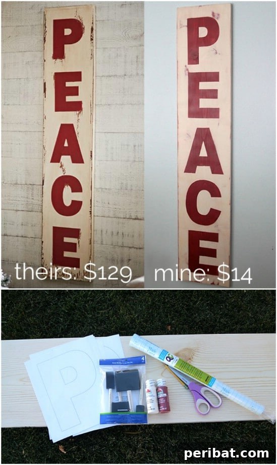 Affordable Elegance 35 DIY Pottery Barn Inspired Decor Ideas 24 Pottery Barn Knockoff – Holiday Peace Sign