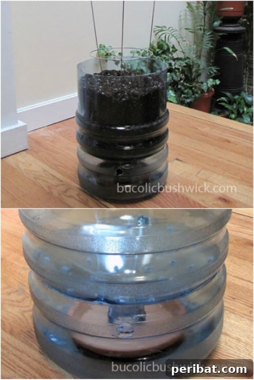 Repurposed Water Cooler Bottle Self Watering Planter