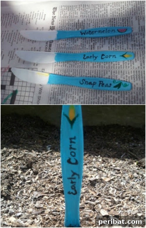 Elevate Your Garden: 25 DIY Markers for Beauty and Organization 19 Repurposed Plastic Knife Plant Marker