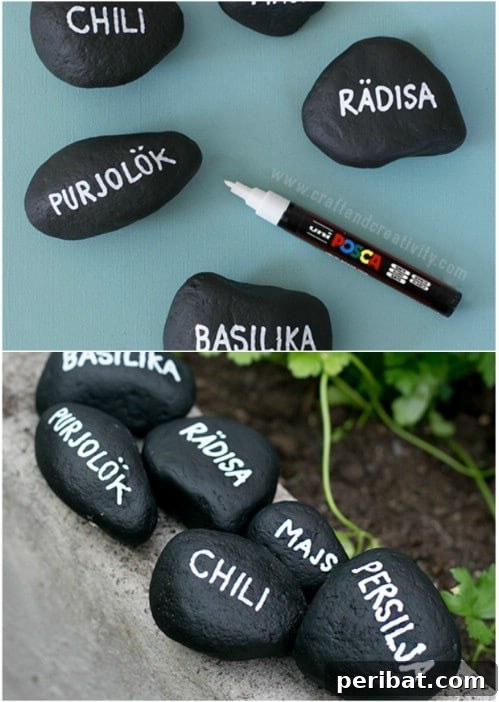 Elevate Your Garden: 25 DIY Markers for Beauty and Organization 7 DIY Chalkboard Pebble Garden Markers