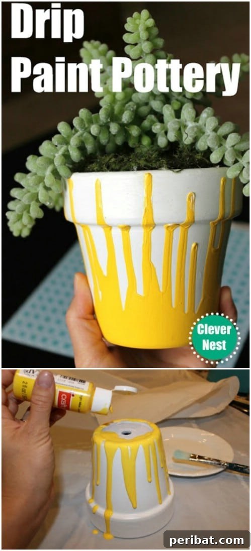 Dış Mekanlara Estetik Katan 25 Kendin Yap Saksı Fikri 21 DIY Drip Painted Planters: Colorful Art for Your Garden