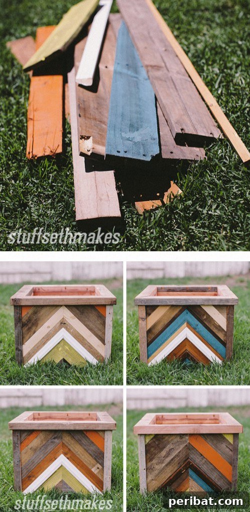 Dış Mekanlara Estetik Katan 25 Kendin Yap Saksı Fikri 7 Recycled Wood Chevron Planter Box: Eco-Friendly Outdoor Planter